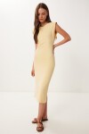 Basic Yazlık Midi Örme Elbise SARI LFW0004