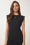 Basic Yazlık Midi Örme Elbise SİYAH LFW0004