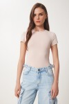 Bedene Oturan Sandy Örme T-shirt AÇIK PEMBE LJF0002