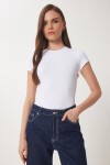 Bedene Oturan Sandy Örme T-shirt BEYAZ LJF0002