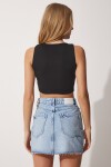 Bisiklet Yaka Yazlık Crop Triko Bluz SİYAH LER0001