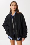 Buklet Oversize Bomber Ceket SİYAH LFG0165