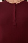 Çıtçıtlı Basic Örme Crop Bluz BORDO LFW0003