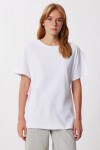 Çizgili Bağlama Detaylı Örme T-shirt BEYAZ PEMBE LFZ0004