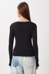 Dantel Detaylı Fitilli Örme Bluz SİYAH LEN0046