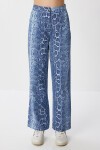 Desenli Cepli Geniş Paça Dokuma Pantolon MAVİ LFH0011