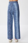 Desenli Cepli Geniş Paça Dokuma Pantolon MAVİ LFH0011