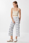 Desenli Geniş Paça Pantolon KEMİK İNDİGO MAVİ LFH0010