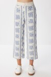 Desenli Geniş Paça Pantolon KEMİK İNDİGO MAVİ LFH0010