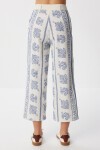 Desenli Geniş Paça Pantolon KEMİK İNDİGO MAVİ LFH0010