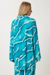 Desenli Yazlık Viskon Kimono Pantolon Takım AÇIK MAVİ LJE0003