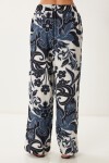 Desenli Yazlık Viskon Kimono Pantolon Takım FÜME KEMİK LJE0003