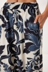 Desenli Yazlık Viskon Kimono Pantolon Takım FÜME KEMİK LJE0003