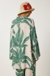 Desenli Yazlık Viskon Kimono Pantolon Takım HAKİ KREM LJE0003
