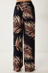Desenli Yazlık Viskon Kimono Pantolon Takım SİYAH LJE0003