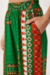 Desenli Yazlık Viskon Kimono Pantolon Takım YEŞİL ORANJ LJE0003