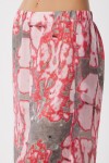 Desenli Yırtmaçlı Viskon Pantolon GRİ PEMBE LFZ0008