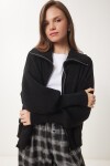Fermuarlı Yaka Triko Hırka SİYAH LMX0065
