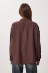 Fular Detaylı Oversize Dokuma Gömlek KAHVERENGİ LDZ0061