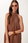 Halter Yaka Yazlık Müslin Elbise KAHVERENGİ LFG0019