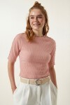 İnci Detaylı Crop Örme Bluz ??? PEMBE LEX0007