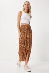 Leopar Desenli Yırtmaçlı Bürümcük Etek ORANJ LMC0033