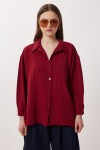 Oversize Cepli Dokuma Gömlek BORDO LDZ0063