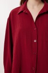 Oversize Cepli Dokuma Gömlek BORDO LDZ0063