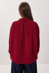 Oversize Cepli Dokuma Gömlek BORDO LDZ0063