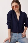 Oversize İşlemeli Dokuma Gömlek LACİVERT LDZ0062