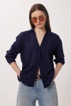 Oversize İşlemeli Dokuma Gömlek LACİVERT LDZ0062