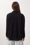 Oversize İşlemeli Dokuma Gömlek SİYAH LDZ0062