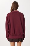 Polo Yaka Ayıcık Baskılı Örme Sweasthirt BORDO LFN0137
