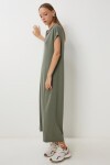 Polo Yaka Cepli Örme Elbise HAKİ LDZ0038