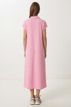 Polo Yaka Cepli Örme Elbise PEMBE LDZ0038