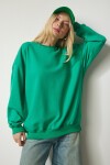 Şardonlu Oversize Sweatshirt YEŞİL LMC0044