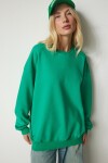 Şardonlu Oversize Sweatshirt YEŞİL LMC0044