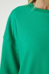 Şardonlu Oversize Sweatshirt YEŞİL LMC0044