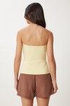 Straplez Crop Dokuma Bluz SARI LFK0007