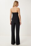 Straplez Dokuma Bluz Pantolon Takım SİYAH LFK0010
