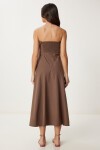 Straplez Midi Popin Elbise KAHVERENGİ LFK0009