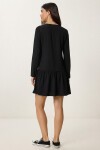 Volanlı Mini Poplin Elbise SİYAH LEX0015