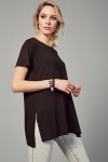 Yandan Yırtmaçlı Boyfriend Bluz SİYAH LEN0053