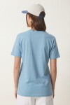 Baskılı Örme T-shirt GÖK MAVİ LEX0021