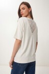 Dantel Detaylı Oversize Modal T-shirt EKRU LNT0030