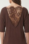 Dantel Detaylı Oversize Modal T-shirt KAHVERENGİ LNT0030