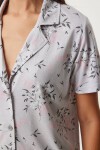 Desenli Gömlek Pantolon Pijama Takımı GRİ LEC0002