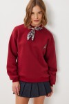 Fular Detaylı Şardonlu Örme Sweatshirt BORDO LPX0005