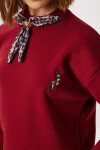 Fular Detaylı Şardonlu Örme Sweatshirt BORDO LPX0005