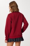 Fular Detaylı Şardonlu Örme Sweatshirt BORDO LPX0005